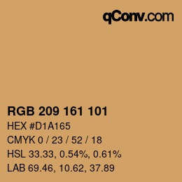 颜色代码: RGB 209 161 101 | qconv.com