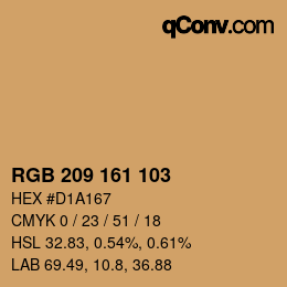 Color code: RGB 209 161 103 | qconv.com