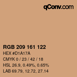 Color code: RGB 209 161 122 | qconv.com