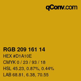 カラーコード: RGB 209 161 14 | qconv.com