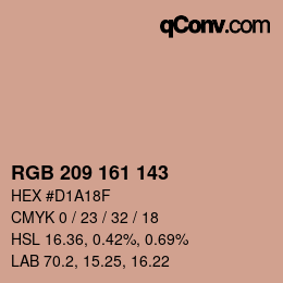 颜色代码: RGB 209 161 143 | qconv.com
