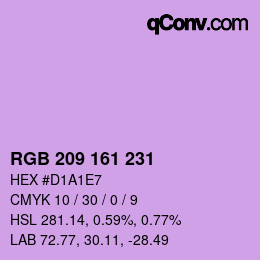 Color code: RGB 209 161 231 | qconv.com