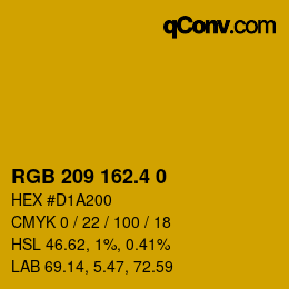 カラーコード: RGB 209 162.4 0 | qconv.com