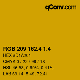 カラーコード: RGB 209 162.4 1.4 | qconv.com