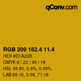 カラーコード: RGB 209 162.4 11.4 | qconv.com