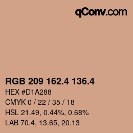 カラーコード: RGB 209 162.4 136.4 | qconv.com