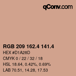 カラーコード: RGB 209 162.4 141.4 | qconv.com
