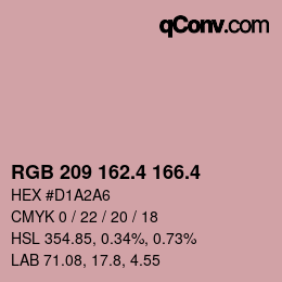 カラーコード: RGB 209 162.4 166.4 | qconv.com
