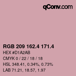 カラーコード: RGB 209 162.4 171.4 | qconv.com