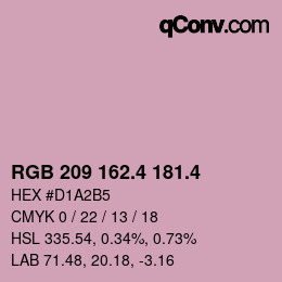 カラーコード: RGB 209 162.4 181.4 | qconv.com
