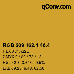 カラーコード: RGB 209 162.4 46.4 | qconv.com
