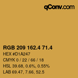 カラーコード: RGB 209 162.4 71.4 | qconv.com