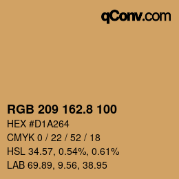 Color code: RGB 209 162.8 100 | qconv.com