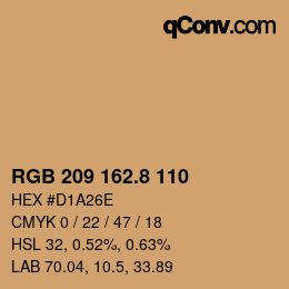 カラーコード: RGB 209 162.8 110 | qconv.com