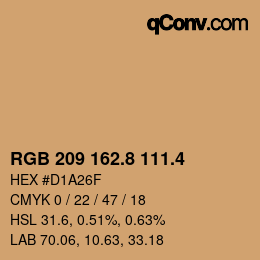 カラーコード: RGB 209 162.8 111.4 | qconv.com