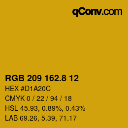 Color code: RGB 209 162.8 12 | qconv.com