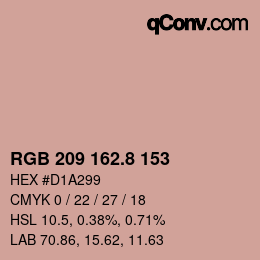 カラーコード: RGB 209 162.8 153 | qconv.com