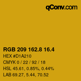 カラーコード: RGB 209 162.8 16.4 | qconv.com