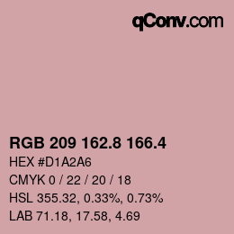 カラーコード: RGB 209 162.8 166.4 | qconv.com