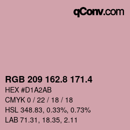 カラーコード: RGB 209 162.8 171.4 | qconv.com