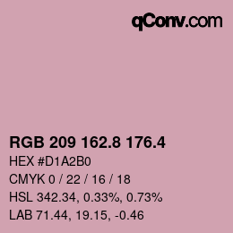 カラーコード: RGB 209 162.8 176.4 | qconv.com