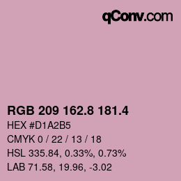 カラーコード: RGB 209 162.8 181.4 | qconv.com
