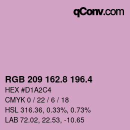 カラーコード: RGB 209 162.8 196.4 | qconv.com