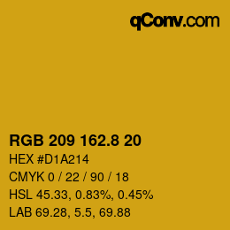 Color code: RGB 209 162.8 20 | qconv.com
