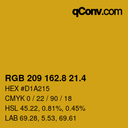 カラーコード: RGB 209 162.8 21.4 | qconv.com