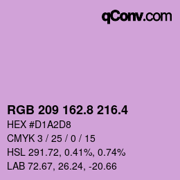 カラーコード: RGB 209 162.8 216.4 | qconv.com