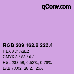 カラーコード: RGB 209 162.8 226.4 | qconv.com