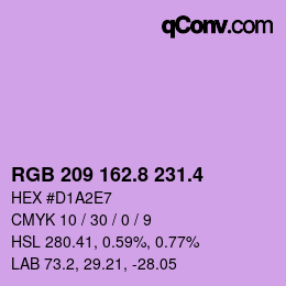カラーコード: RGB 209 162.8 231.4 | qconv.com