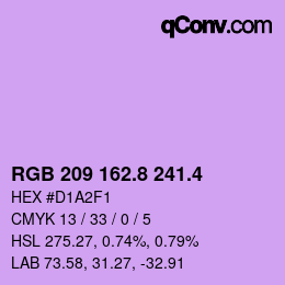 カラーコード: RGB 209 162.8 241.4 | qconv.com