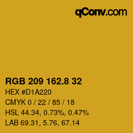 Color code: RGB 209 162.8 32 | qconv.com