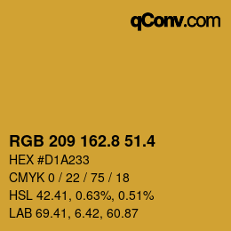 カラーコード: RGB 209 162.8 51.4 | qconv.com