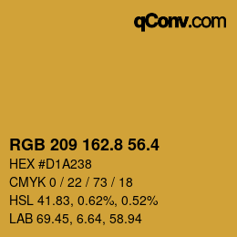 カラーコード: RGB 209 162.8 56.4 | qconv.com