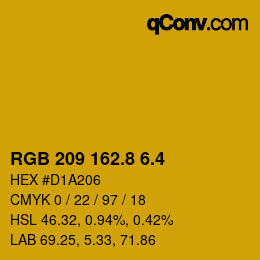 カラーコード: RGB 209 162.8 6.4 | qconv.com