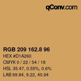 カラーコード: RGB 209 162.8 96 | qconv.com