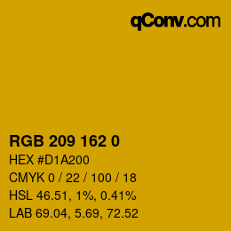 Color code: RGB 209 162 0 | qconv.com