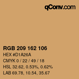 カラーコード: RGB 209 162 106 | qconv.com