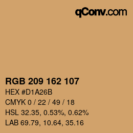 カラーコード: RGB 209 162 107 | qconv.com