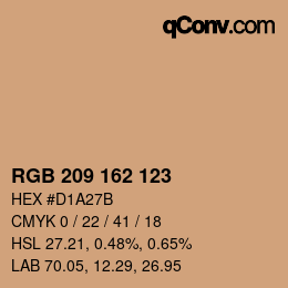 颜色代码: RGB 209 162 123 | qconv.com