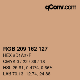 Color code: RGB 209 162 127 | qconv.com