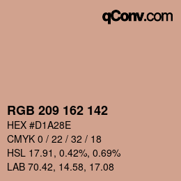 カラーコード: RGB 209 162 142 | qconv.com