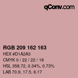 カラーコード: RGB 209 162 163 | qconv.com