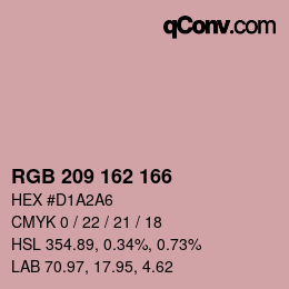 カラーコード: RGB 209 162 166 | qconv.com