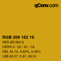 Color code: RGB 209 162 19 | qconv.com