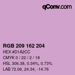 カラーコード: RGB 209 162 204 | qconv.com