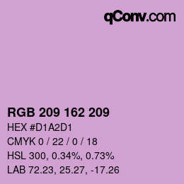 カラーコード: RGB 209 162 209 | qconv.com