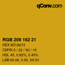 颜色代码: RGB 209 162 21 | qconv.com